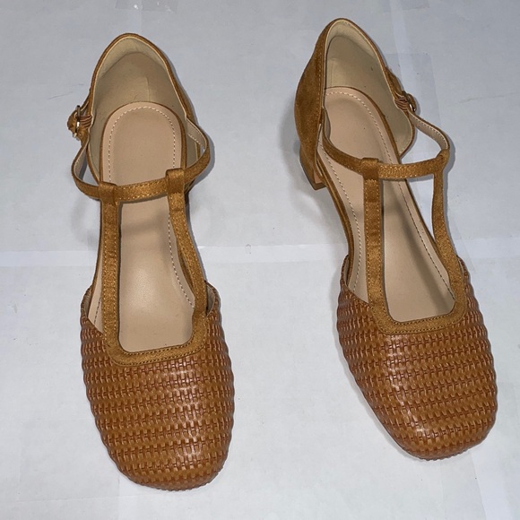 Closed Square Toe Tan Mary Jane’s Woven Women's Shoes Size 8 - Picture 4 of 7